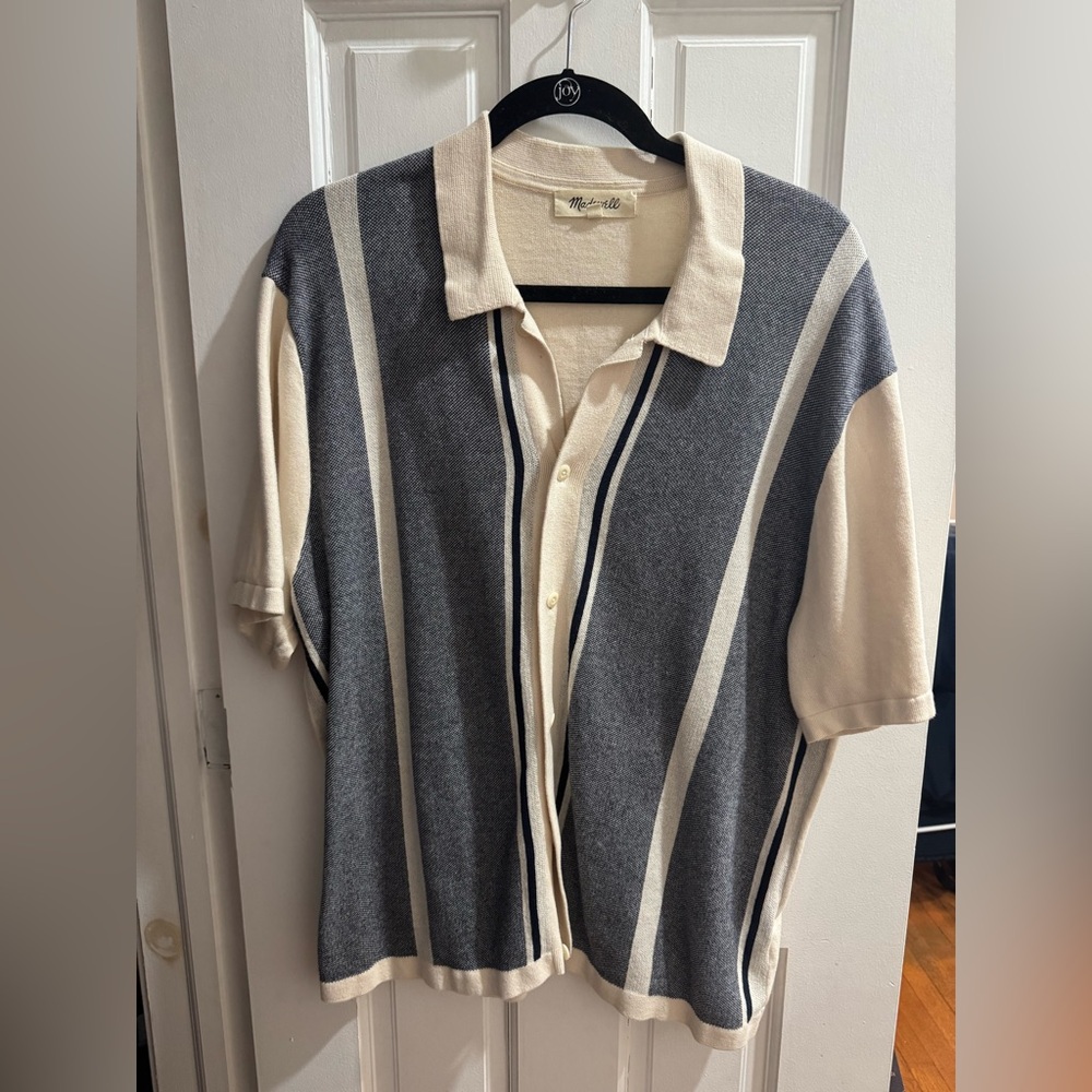 Madewell Cream Knit Sweater Button Down